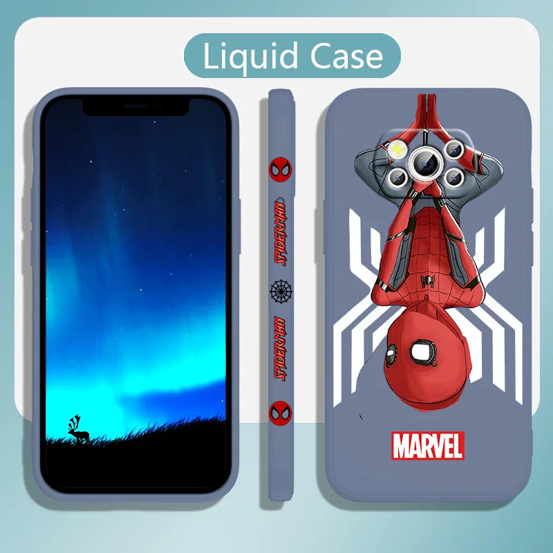 

Cute Marvel Spiderman For POCO M5 M4 X4 F4 C40 X3 NFC F3 GT M4 M3 M2 Pro C3 X2 4G 5G Liquid Left Rope Silicone Phone Case