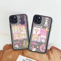 cute cartoon sailor moon phone case for iphone 13 12 11 pro max mini xs 8 7 plus x se 2020 xr matte transparent cover