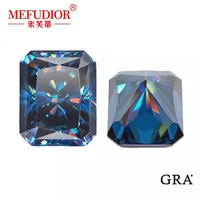 Loose Moissanite Diamond Radiant Cut Blue Color VVS Passed Tester Premium Gemstone for Jewelry Making GRA Certified