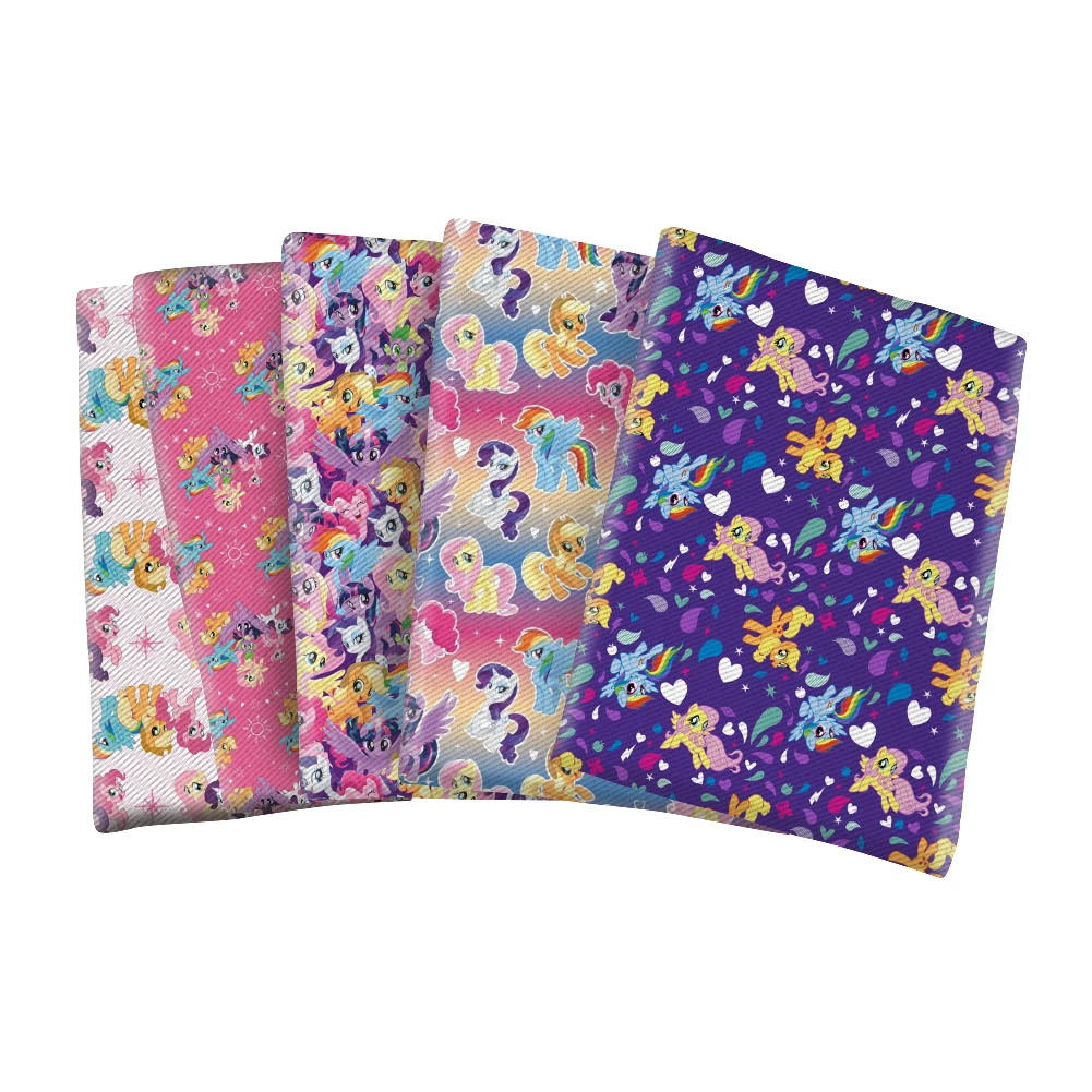 

50*145CM Polyester Cotton Kawaii Little Pony Horse Cartoon Fabric for Kids Clothes Hometextile Curtain Cushion Cover DIY