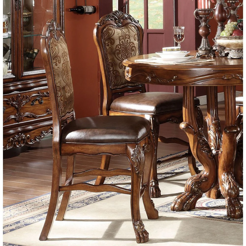 

Furniture Counter Height Chair (Set-2) in PU & Cherry Oak 12162