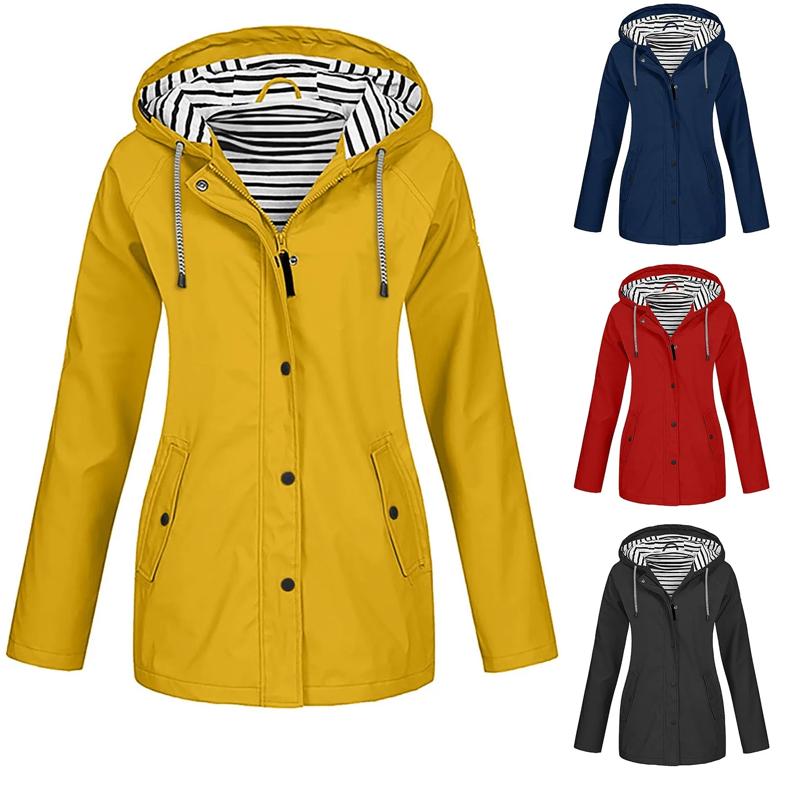 

Women Solid Jacket Outdoor Hooded Windproof Winter Coat Fleece Inner Jacket Women Tench Coats for Women