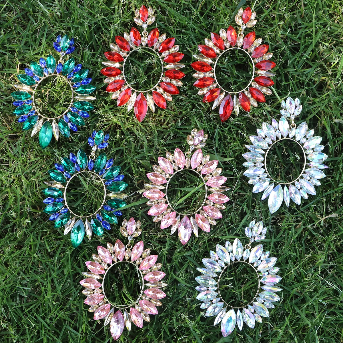 Miwens блестящие стеклянные геометрические висячие серьги Стразы для женщин модные