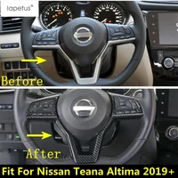auto steering wheel button frame decoration cover trim abs carbon fiber accessories interior for nissan altima teana 2019 2020