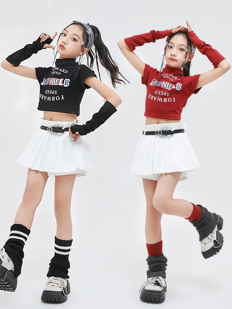 Костюм для джазовых танцев девочек топы с высоким воротником белая