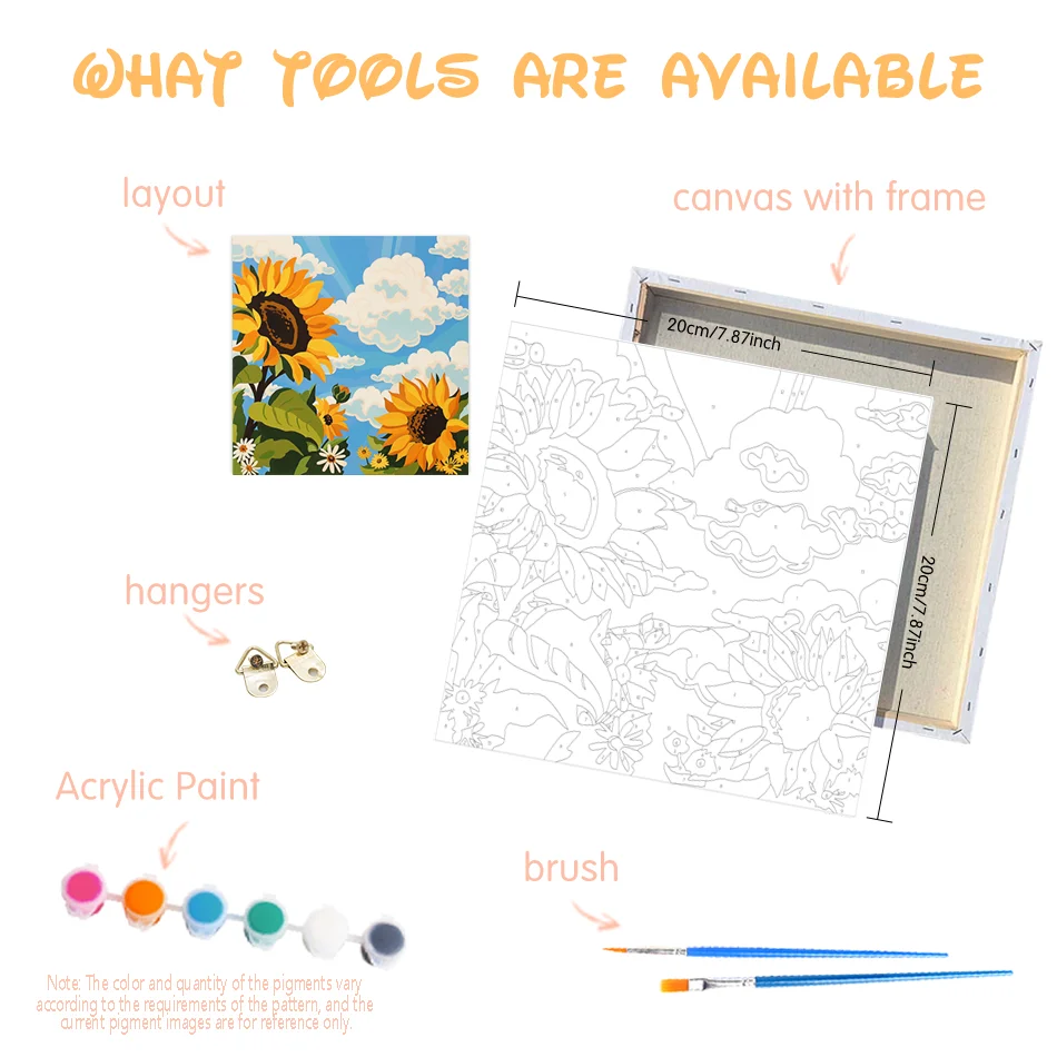 Набор для рисования по номерам RUOPOTY в рамке наборы подсолнухов ручная работа