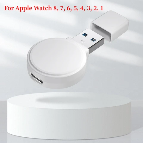 Портативное беспроводное зарядное устройство для apple watch, док-станция для быстрой зарядки, зарядное устройство USB Type-C для Apple watch 1-8 поколения