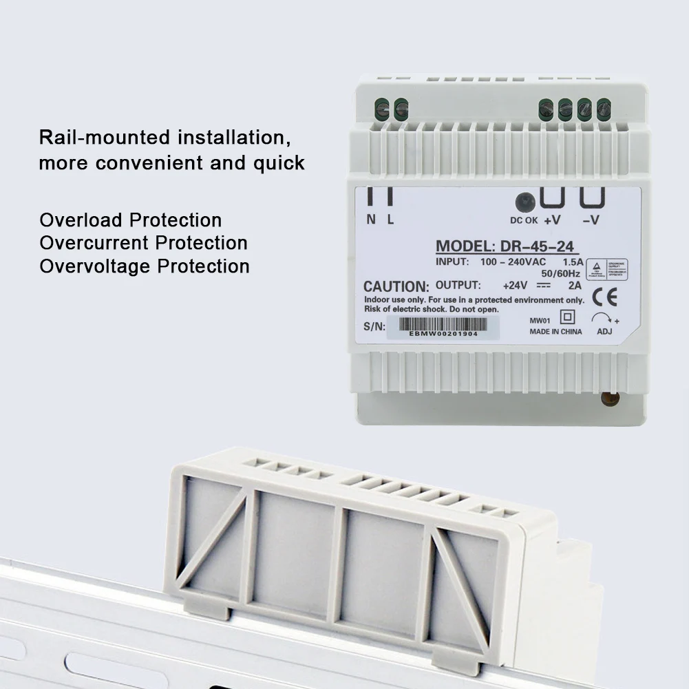 DR-45-24 электропитания переключения AC/DC рельса гама 45W одновыходового 24V