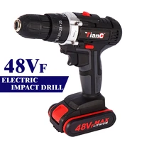 48vf mini cordless electric drill impact drill drill wrench electric screwdriver set with led 2 speed battery set