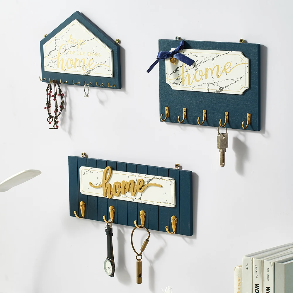 

Wood Rack Key Holder Hanger Wall Hanging Coat Hook Vintage Hallway Wall-mounted Home Space Saving Door Back Decorative Room Rack