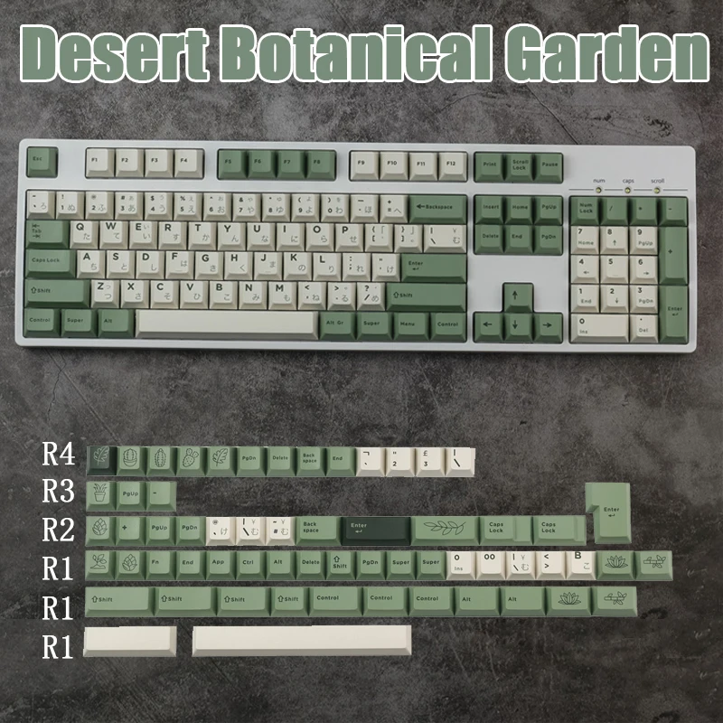

164 Keys/Set Botanical Green PBT Keycaps For MX Switch GH60 108 F12 GK61 Mechanical Keyboard Cherry Profile Japanese Keycaps