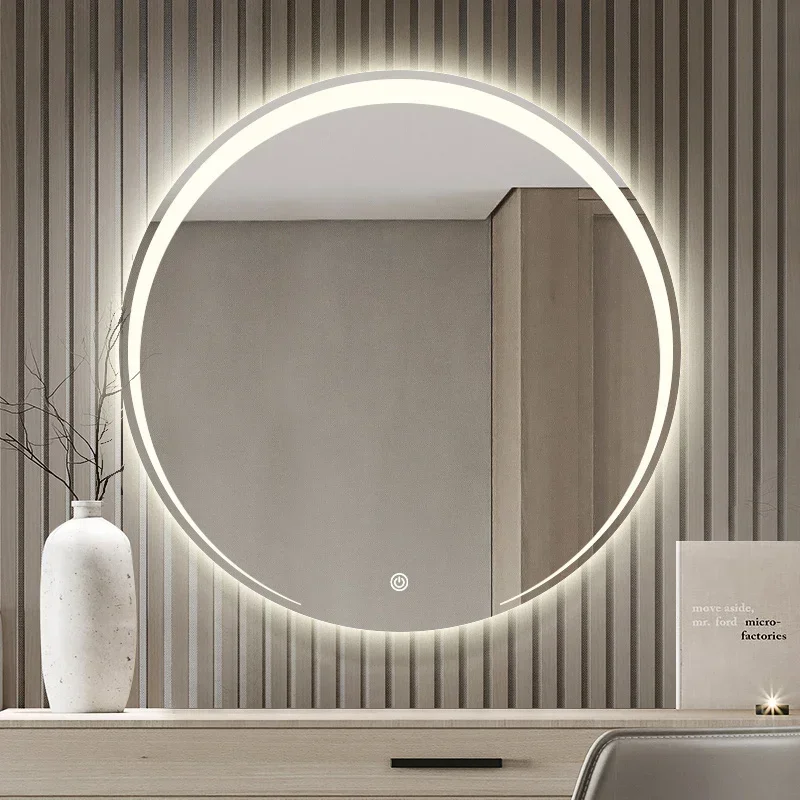 Круглое зеркало для макияжа со светодиодной подсветкой современное маленькое