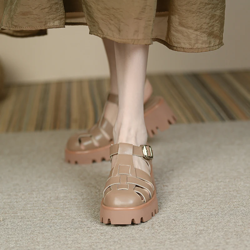 Женские сандалии-гладиаторы ASUMER из натуральной кожи босоножки на платформе