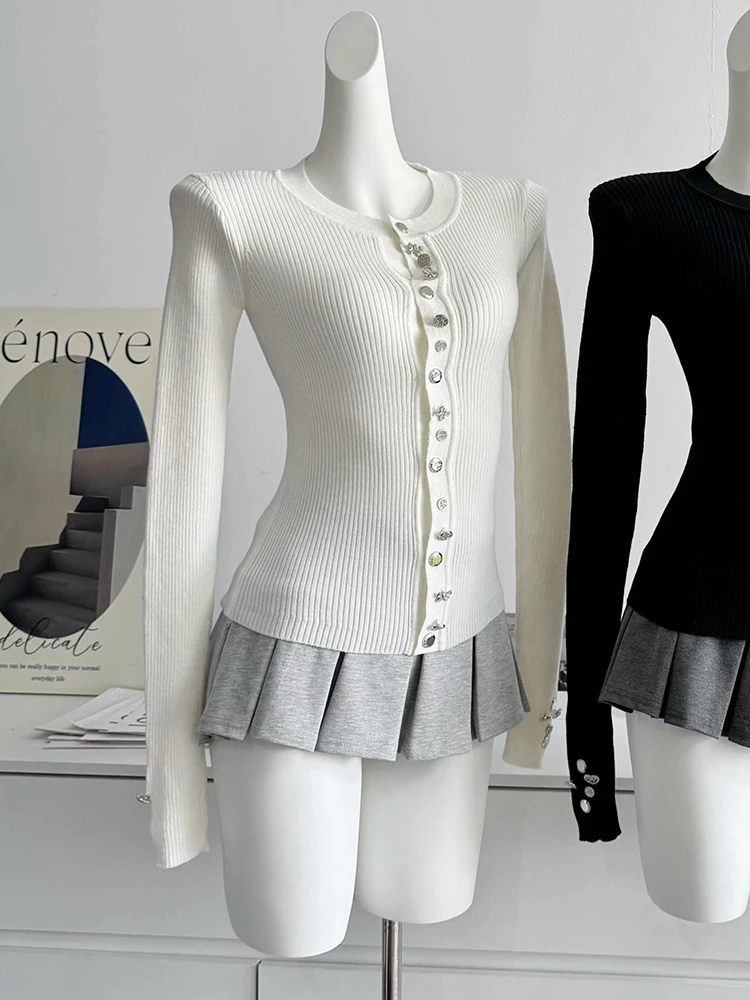 Осень-зима женский кардиган Shoujo с длинным рукавом круглым вырезом приятный