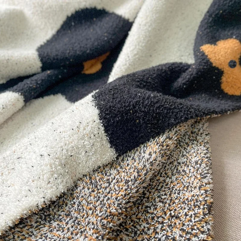 Мультяшные цветы одеяло для дивана уличные коврики кемпинга и пикника вязаное