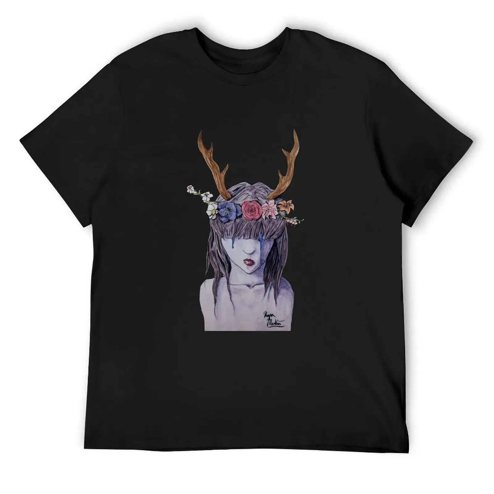 Футболка Watercolor Flower Faun кавайная одежда дизайнерская футболка большого размера