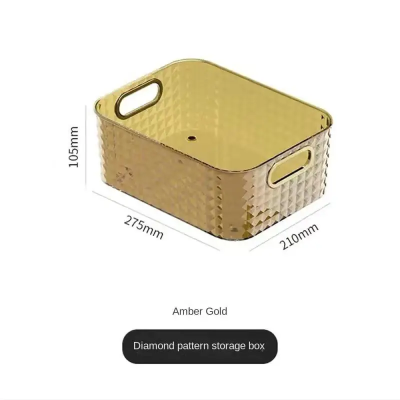 

Light Luxury Phnom Penh Handle Desktop Storage Box Modern Minimalist Easy To Move Cosmetics Storage Basket Translucent