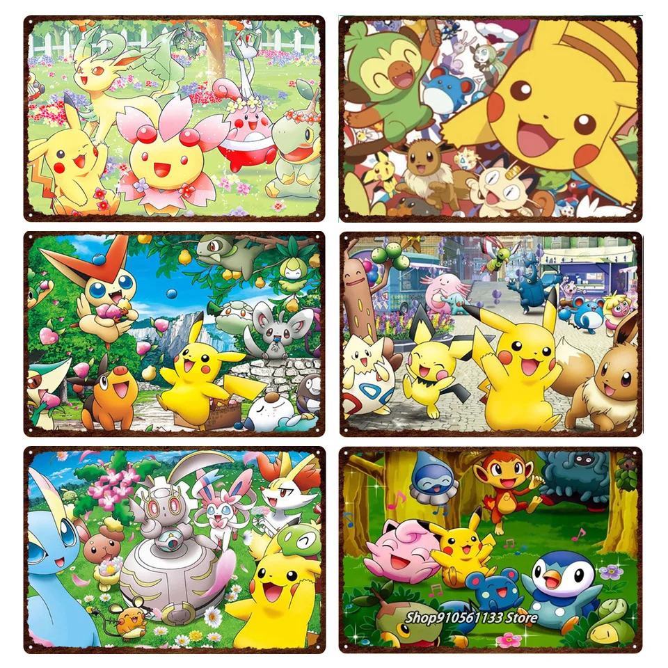 

Металлический аниме постер Пикачу в стиле ретро мультяшный гараж человек пещера бар Оловянная живопись металлическая пластина Печать Проз...