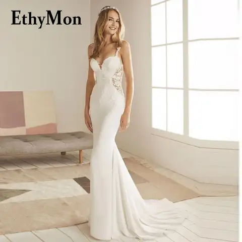 Ethymon Sleeveless Trumpet Sexy Sweetheart Button Wedding Dresses For Bride Vestido De Casamento Personalised Floral Print Pleat