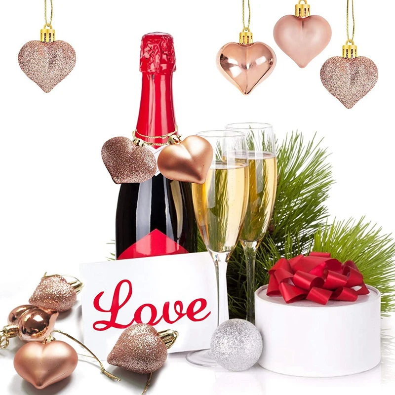 24 шт. розовое золото День святого Валентина украшения в форме сердца безделушки