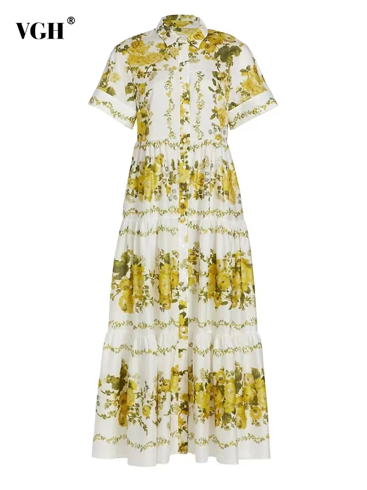 

Женское облегающее платье с отложным воротником VGH, повседневное однобортное платье-трапеция с коротким рукавом и высокой талией, модное пл...