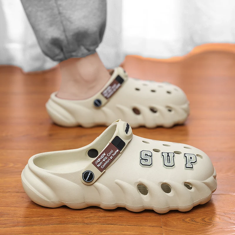 Мужские Нескользящие пляжные шлепанцы износостойкие дышащие сандалии из ЭВА на