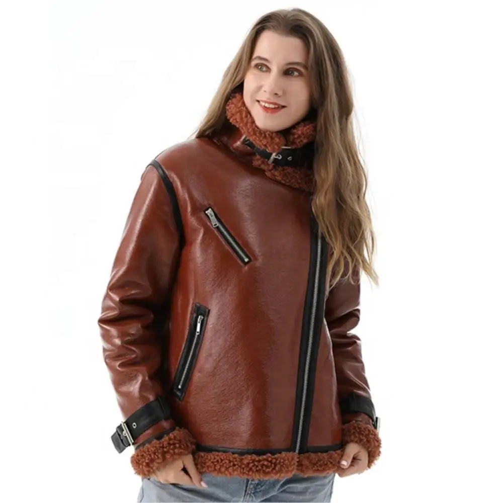 Women Winter Warm Fox Fur Coat Fashion Designer Fleece Real Fur Coat Zipper Cuff Lapel Bondage Leisure Jackets Plus Size