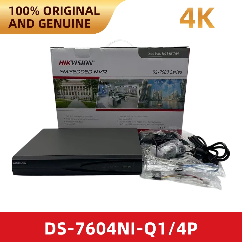 Фото Сетевой видеорегистратор Hikvision DS7604NI-Q1/4P 4K с 4-канальным PoE для систем видеонаблюдения и домашней безопасности №5