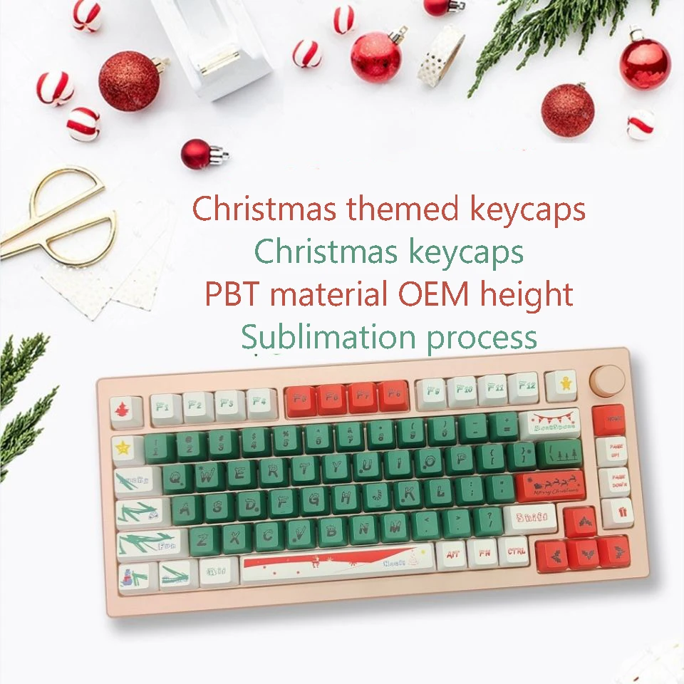 123 клавиш PBT Keycap краска-SUB XDA английский OEM по высоте персонализированные колпачки для рождественской тематики подарок DIY игровая механическая клавиатура