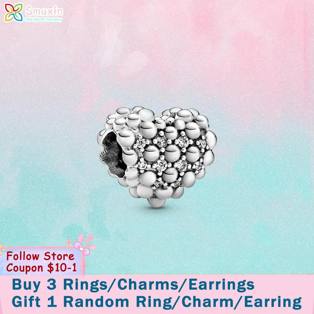 

Smuxin 925 Sterling Silver Beads Sparkling Heart Charm fit Original Pandora Bracelets for Women Jewelry Making Birthday Gift