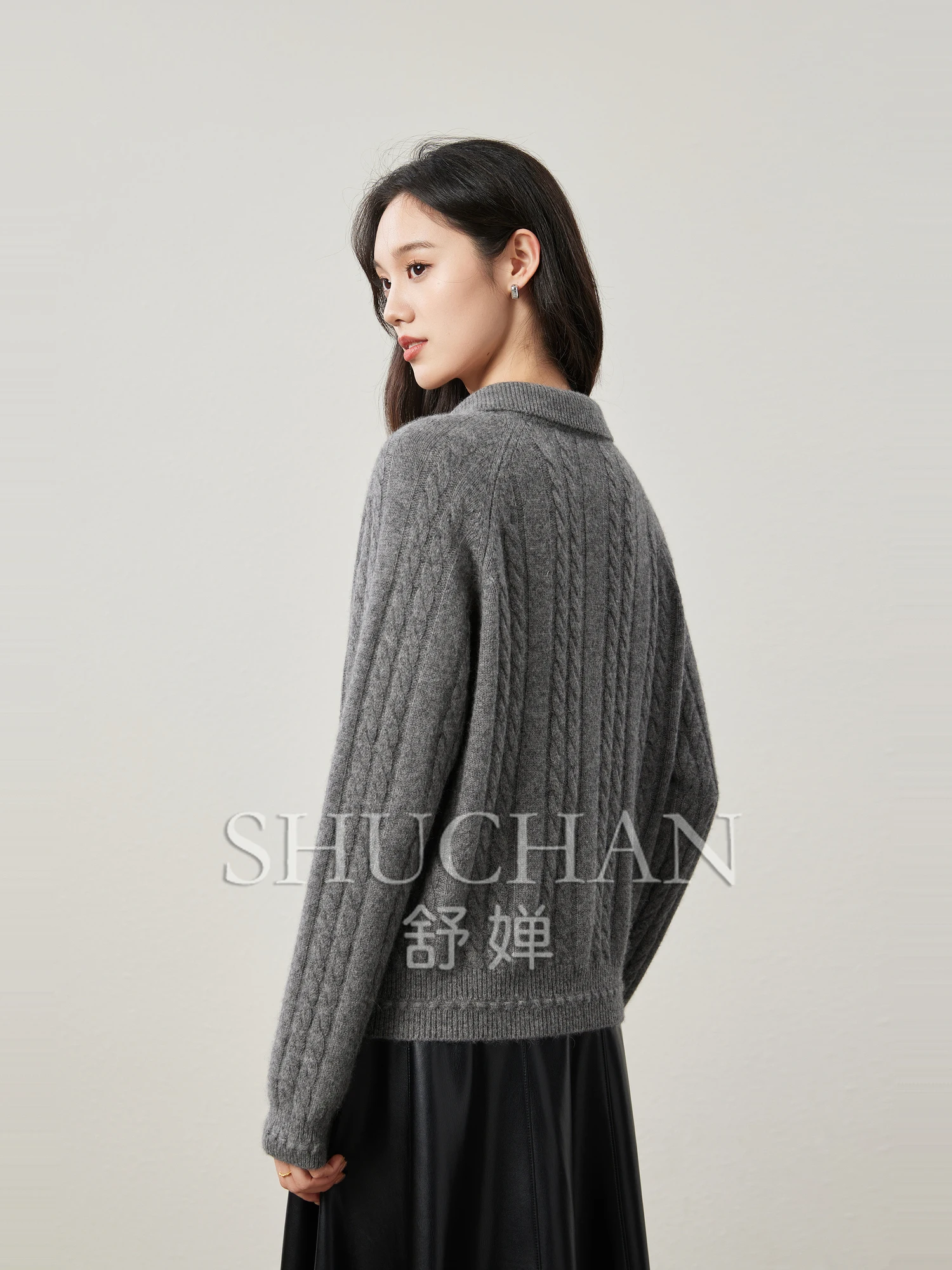 Тихий роскошный высококачественный шерстяной вязаный кардиган в стиле ретро