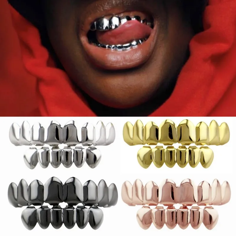 

Punk Teeth Grillz Set For Men Women Hip Hop Grills Dental Top Bottom Mouth Teeth Caps Rapper Body Jewelry Cosplay
