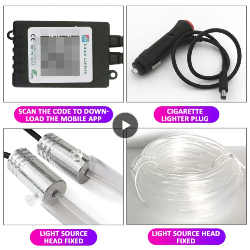 

Bluetooth Control Durable Car Led Ambient Light Portable Car Interior Colorful Ambient Light Universal Seven Color Change 12v