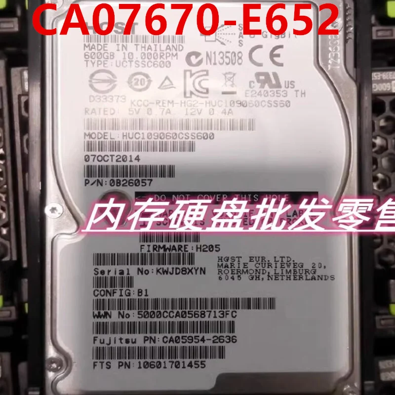 

Original Almost New Hard Disk For FUJITSU DX100 S3 600GB SAS 2.5" 10K 64MB Server HDD For CA07670-E652 CA05954-2636