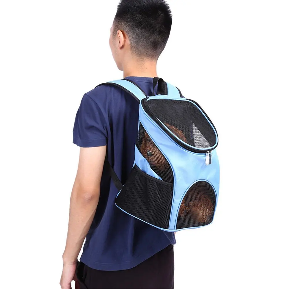 Outdoor Double Shoulder Backpack for Pet Travel Dog Cat Carrier Mesh Windows