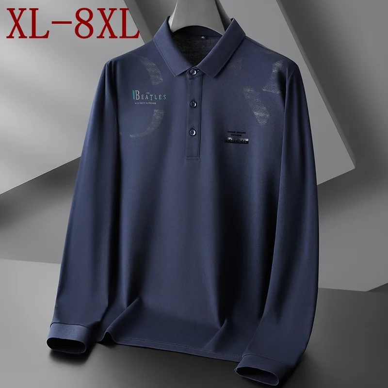 

7XL 8XL 6XL 2023 New Autumn Trendy Designer Polo Shirt Men Long Sleeve Handsome Mens Polos Shirts High Quality Male T-shirts