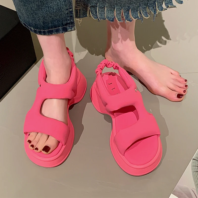 

Шлепанцы женские на платформе, спортивные сандалии, повседневная обувь для ходьбы, плоская подошва, сланцы, лето 2023