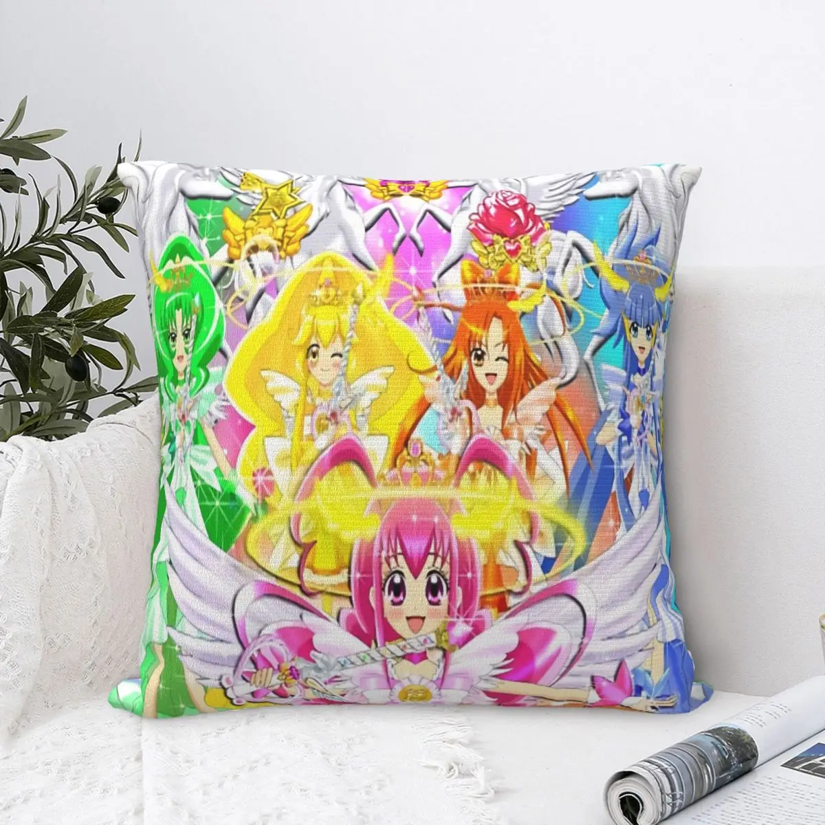 

Smile Angels Throw Pillow Case Pretty Cure Precure Princess Anime Cushion Home Sofa Chair Print Decorative Hug Pillowcase