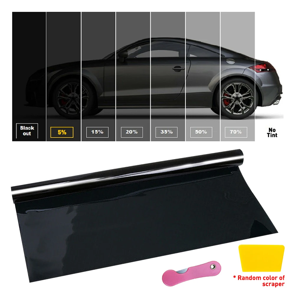 50x3m 5/15/20/35/50/70 Percent VLT Black Car Window Tint Film Glass Sticker For Car UV Protector Tint Sun Shade Auto Accessoires