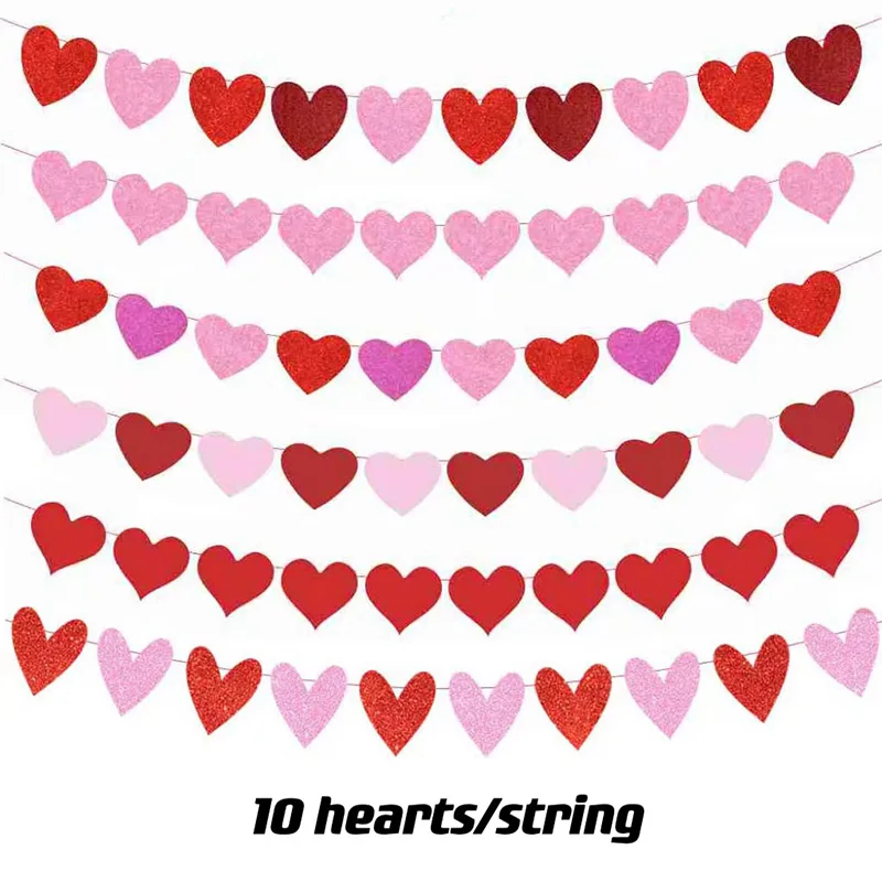 

Украшение на День святого Валентина, свадьбу, рандомные товары, флаг для любви, блестящий в форме сердца, вытягивающий цветок, украшение для ...