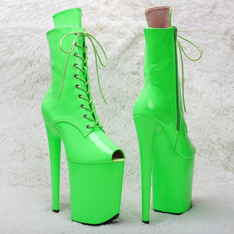 Leecabe  23CM/9inches shining PU upper Sexy boots  High Heels Platform Pole Dance shoes