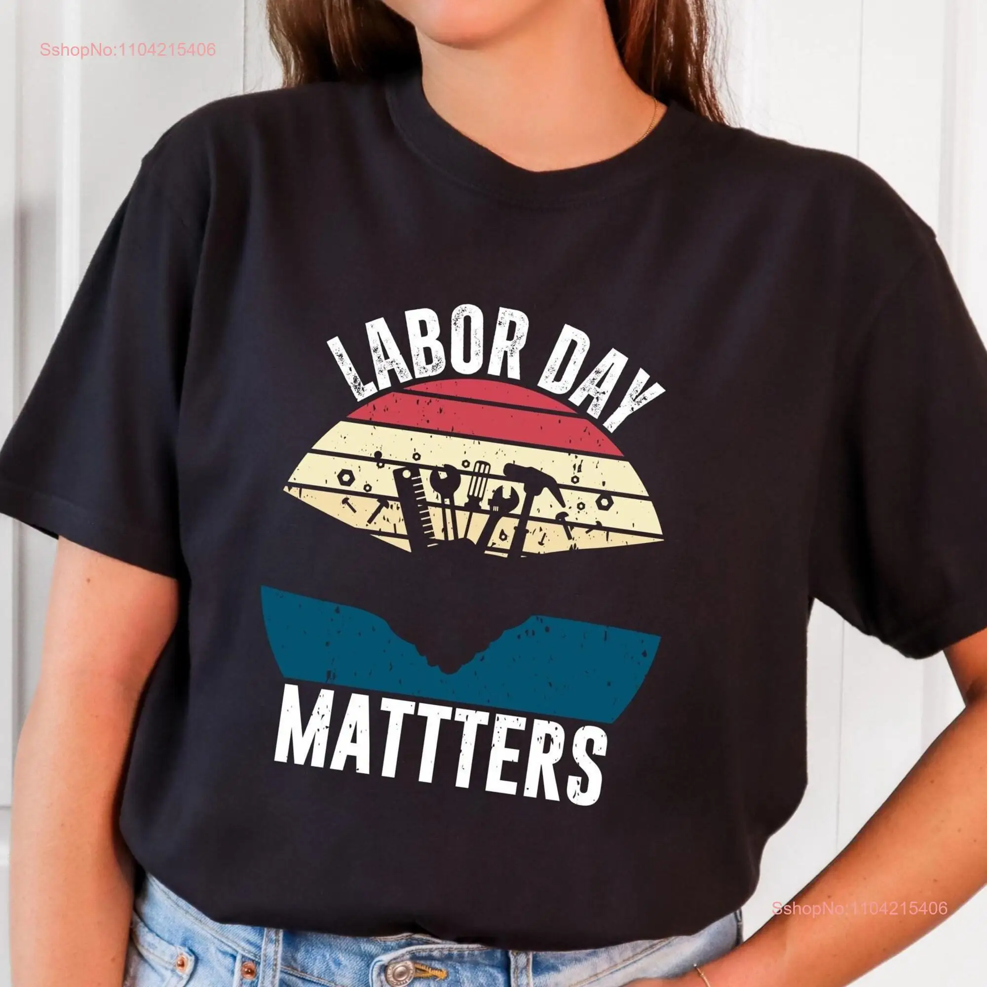 Футболка Workers Day Matters Comfort Colors Happy American с длинными или короткими рукавами