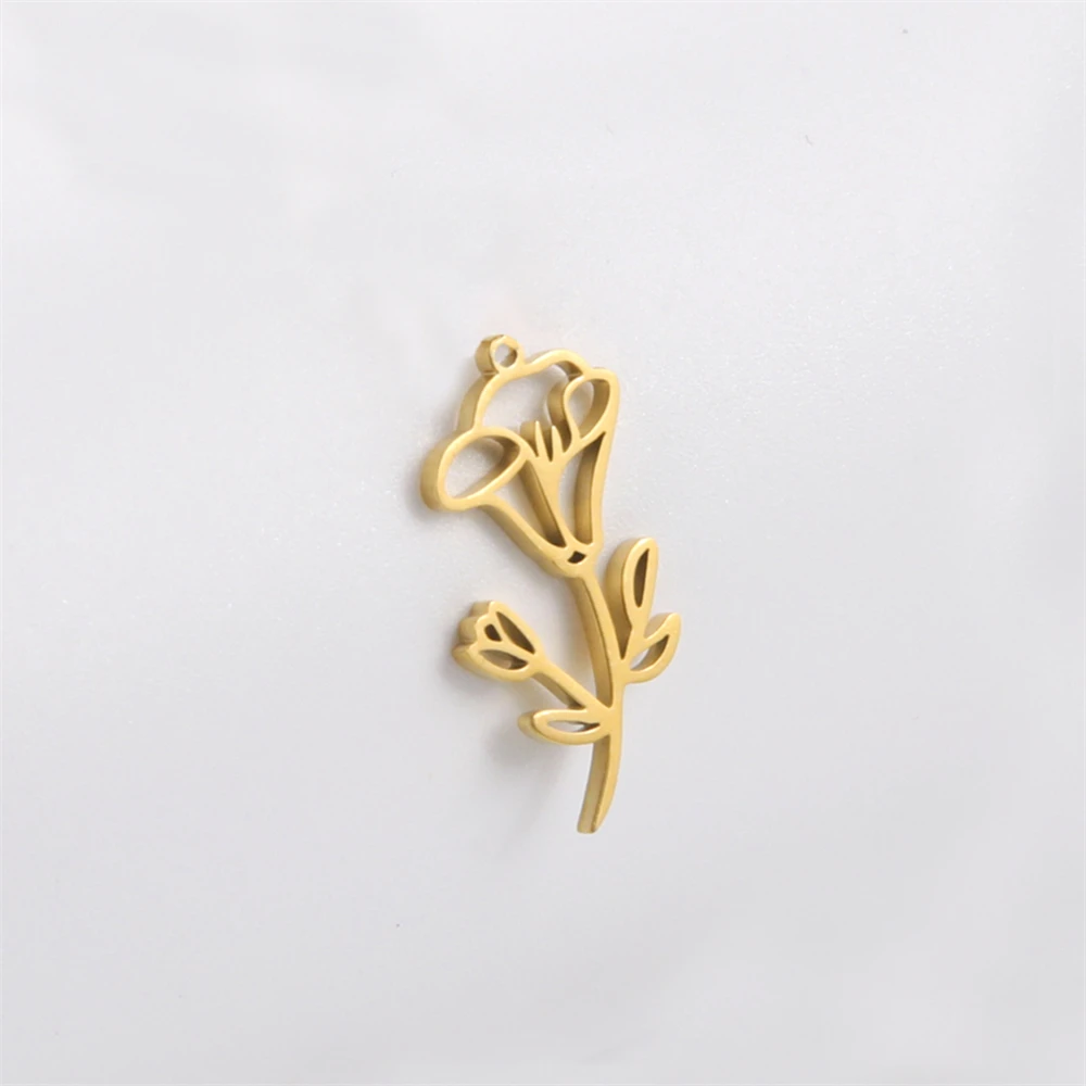 5pcs Stainless Steel Flower Charms For Bracelet Earrings Diy Jewelry Making Wholesale Necklace Morning Glory Pendant Accessories