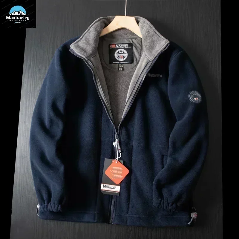 Новинка 2024 зимняя утепленная флисовая мужская куртка с карманами повседневные