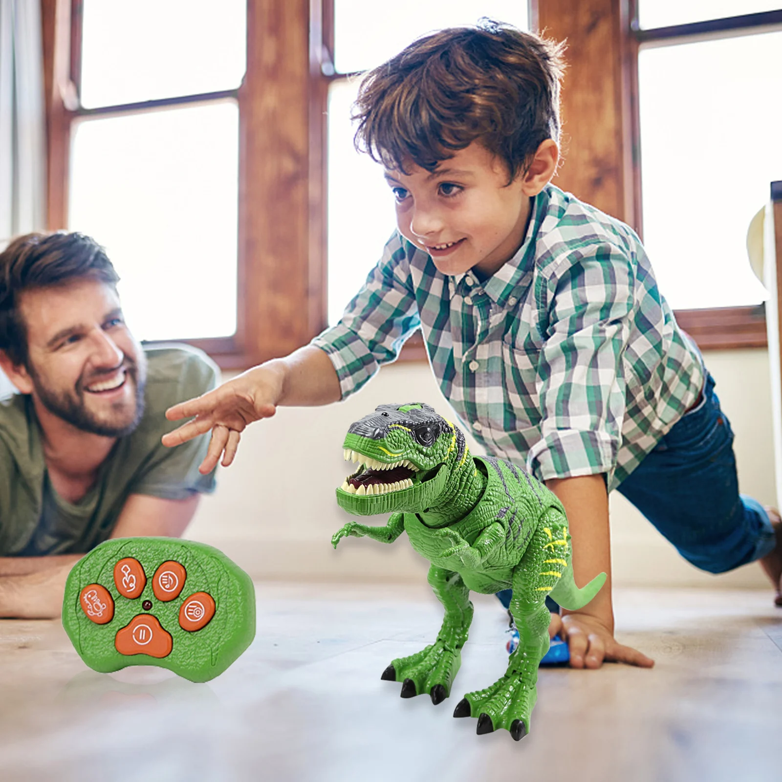 

Remote Control Dinosaur Toys LED Light Up Walking and Roaring Realistic T-Rex Realistic Tyrannosaurus Model Kids Gifts