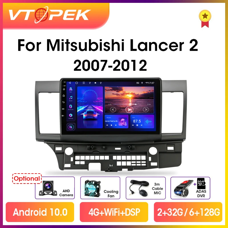 vtopek 4gwifi 2din android 10 0 car radio multimedia player for mitsubishi lancer 2007 2012 navigation gps head unit no canbus free global shipping
