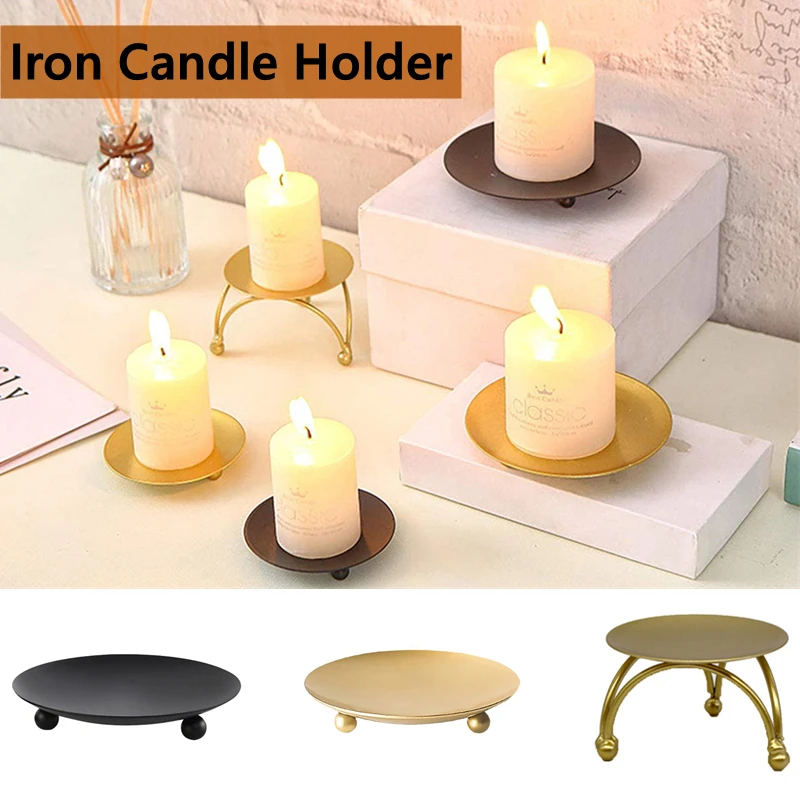 

Nordic Style Metal Plate Iron Black Gold Plated Candle Holders Pillar For Wedding Party Festival Candlestick Holder Art Gift