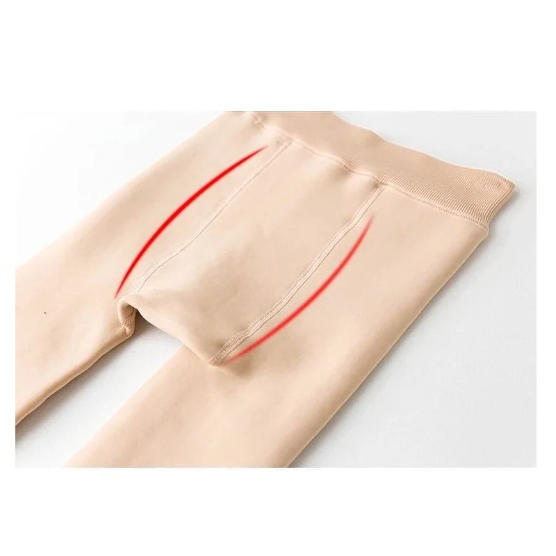 COLSM KVSAZ 310g Women Winter Thick Leggings Ladies Thickened Jumpsuit Step On High Waist Pants Plush Bare Leg Artifact Ls058