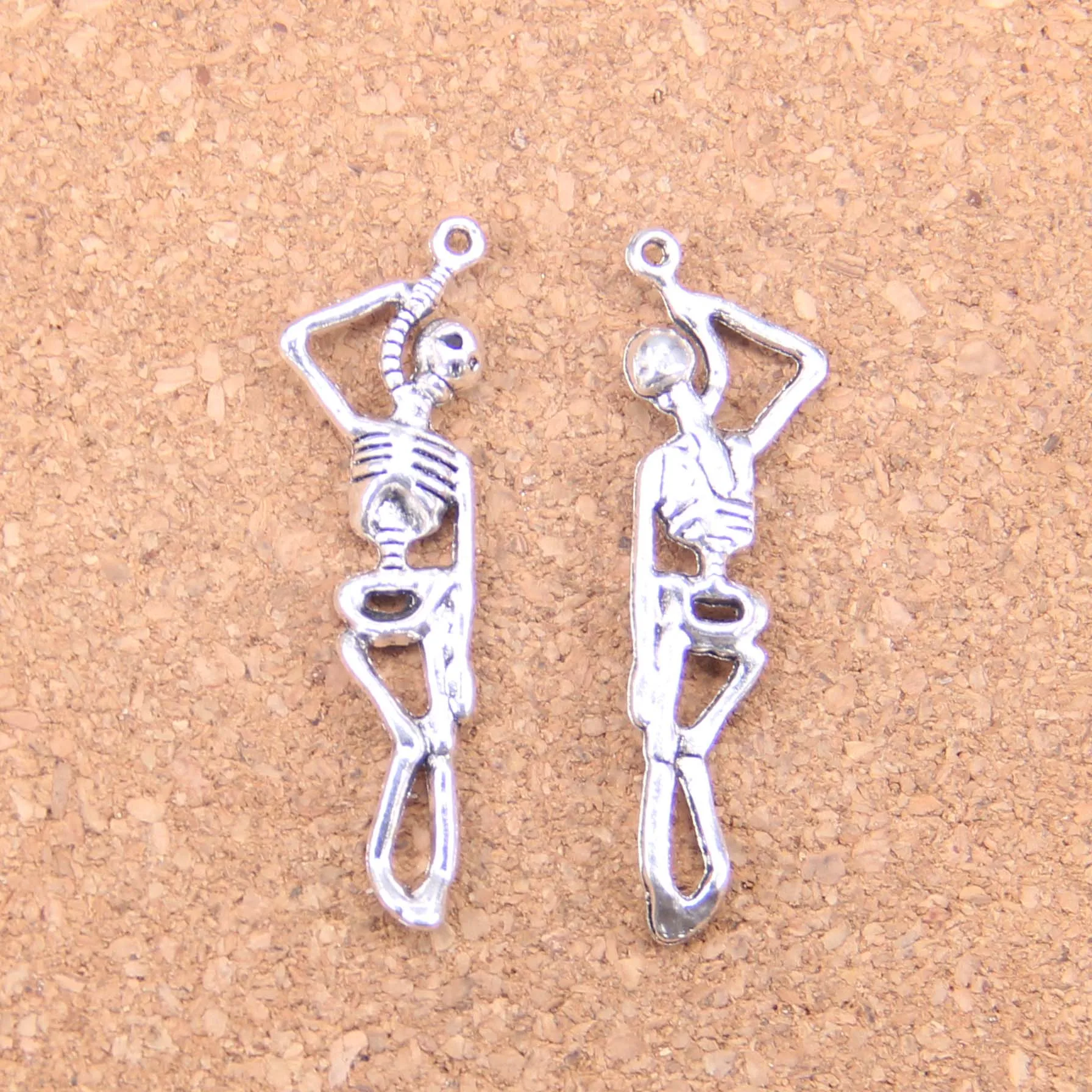 54 шт. подвески, Мужской Скелет на Хэллоуин, 42x8 мм, искусственная кожа, винтажная модель, DIY для браслета, ожерелья