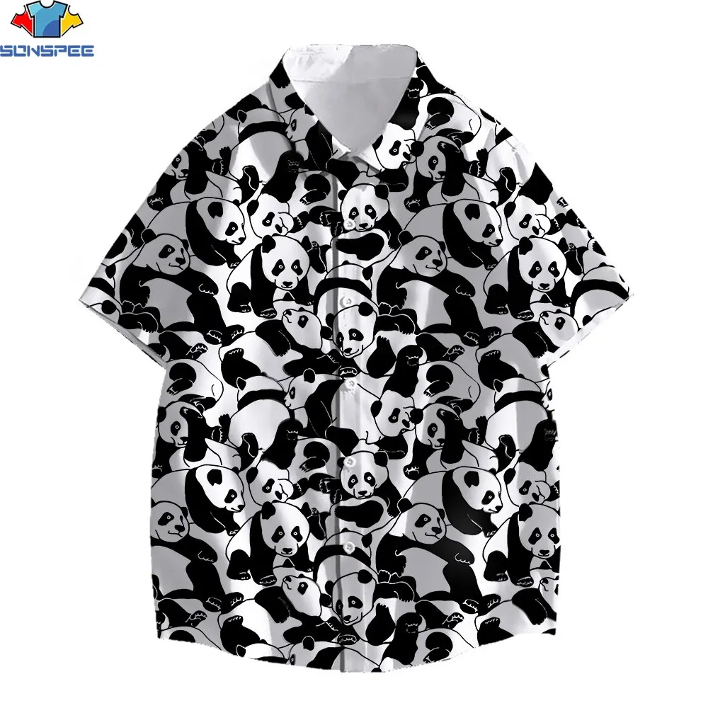 

SONSPEE 3D Print Animal Hawaiian Shirt Men Women Funny Style Cute Panda Head Shirts Beach Outdoor Casual Versatile Vacation Tops